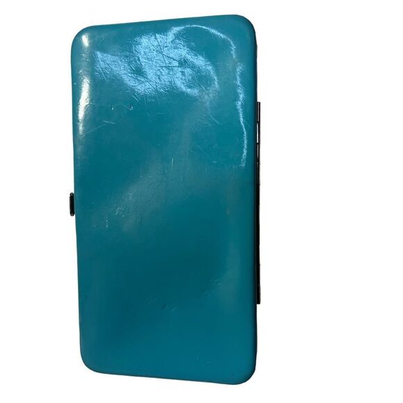 Shiny blue teal clutch wallet 7”x4” - Picture 8 of 10